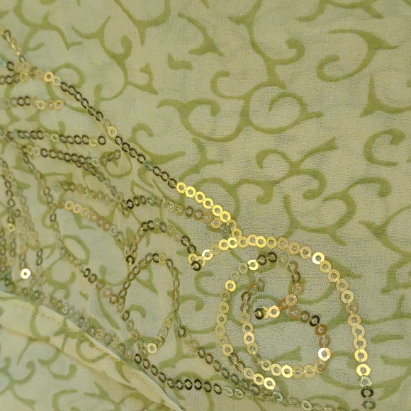 D Swim Light Green Patterned With Sequins SZ L Long Sleeve Bathing Suit Cover Up - Picture 7 of 7